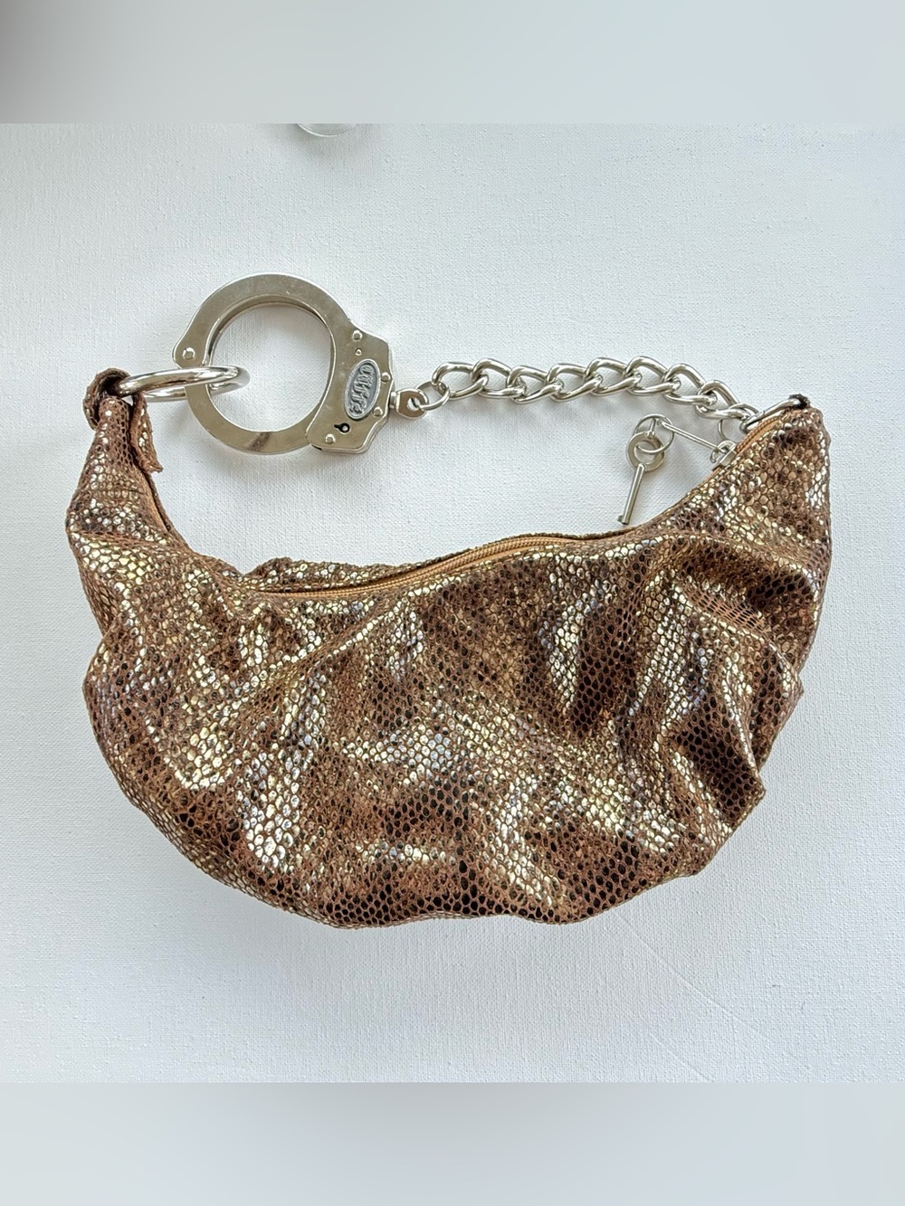Rare Retro Y2K Cuffz by Linz Barfly Purse - Bronze Python